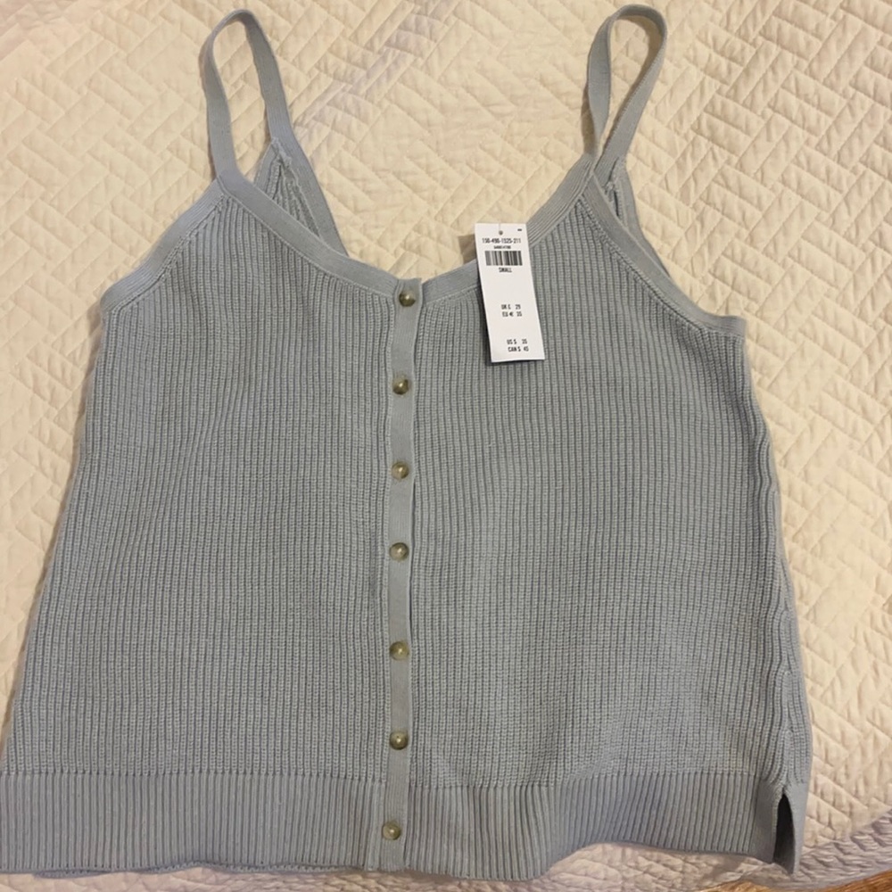 Blue Grey knitted tank top button down! Brand new